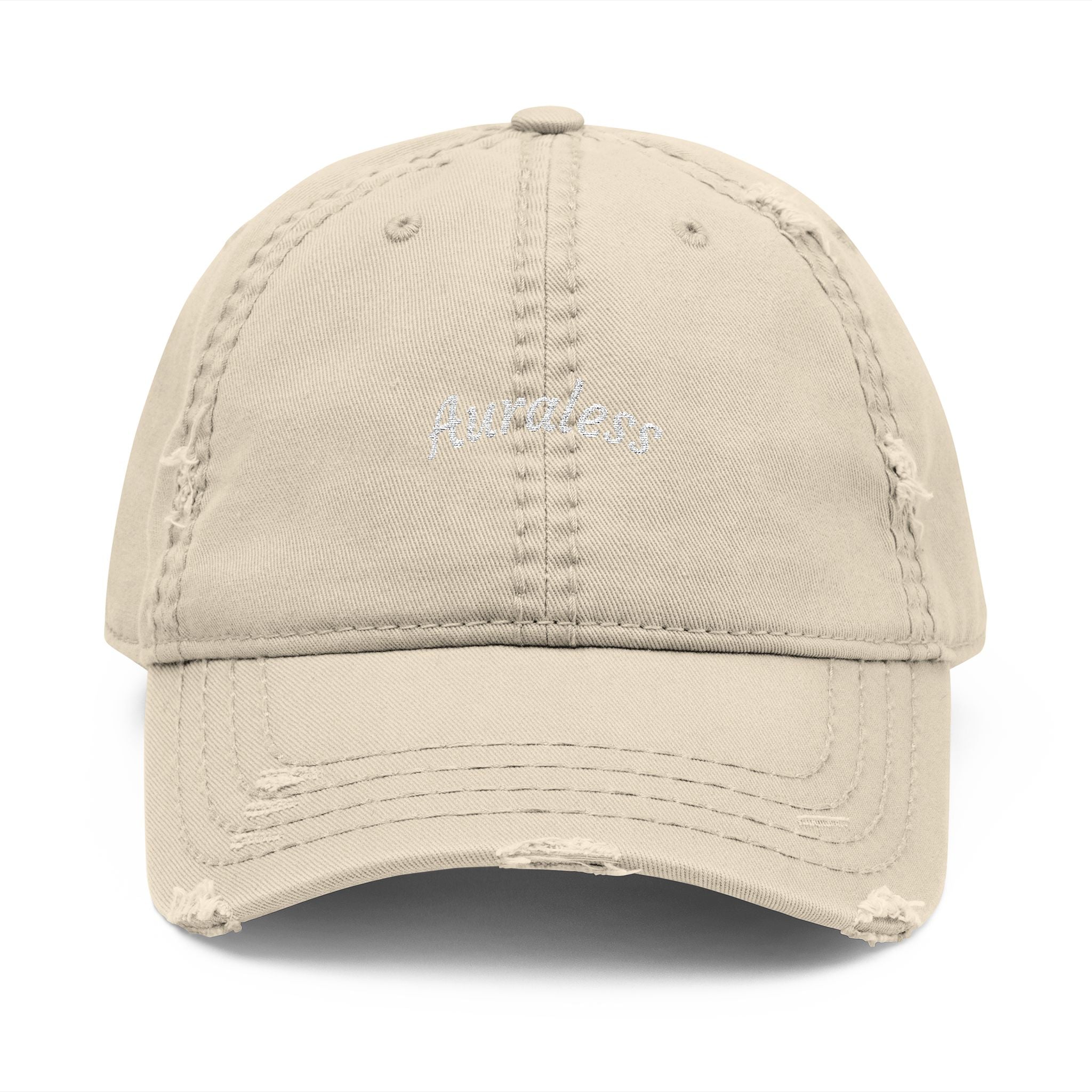 Distressed Embroidered 'Auraless' Dad Hat – Vintage Washed Baseball Cap