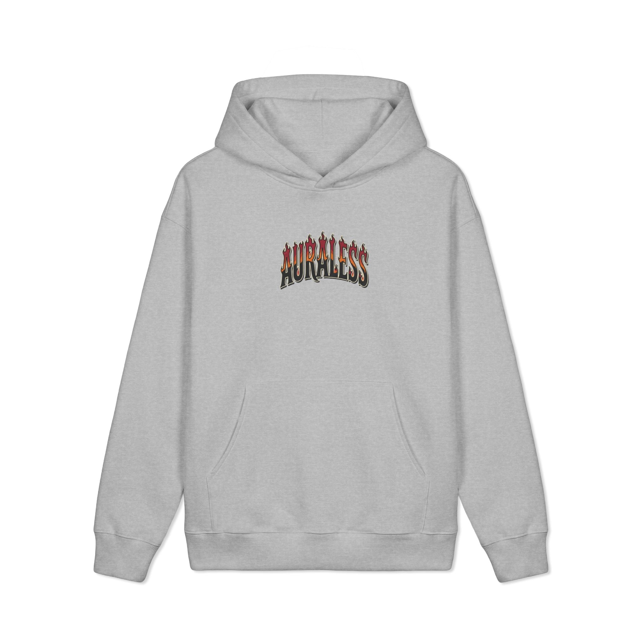 Hoodie — 'AURALESS' Flame Logo Heavyweight Pullover