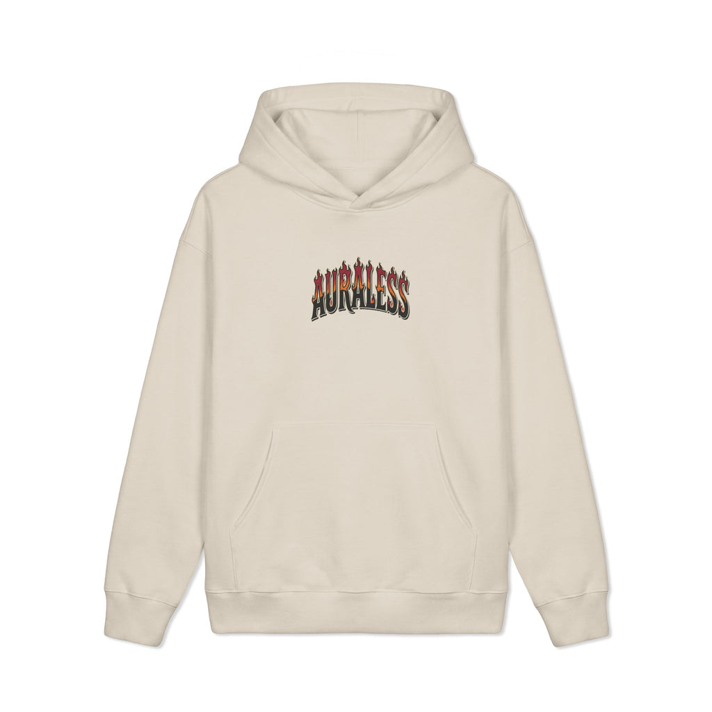 Hoodie — 'AURALESS' Flame Logo Heavyweight Pullover