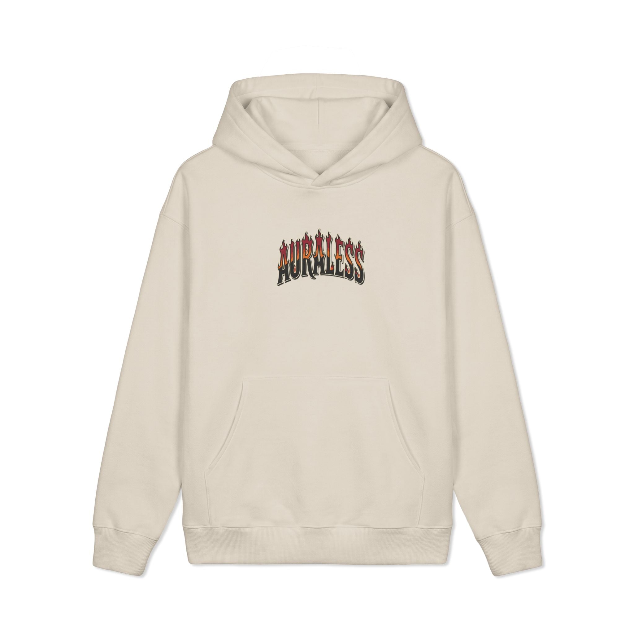 Hoodie — 'AURALESS' Flame Logo Heavyweight Pullover